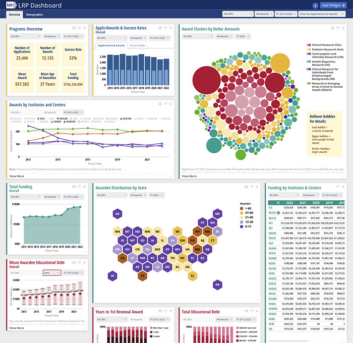 NIH LRP Dashboard - Homepage screeshot