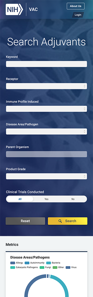 NIH Vaccine Adjuvant Compendium - Homepage mobile screeshot